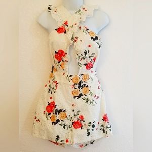 New Blithe LA Floral Eyelet Romper